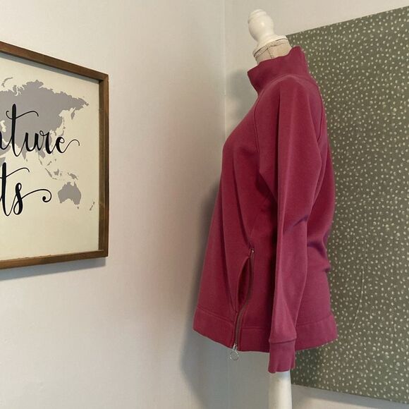 Athleta Dusty Rose Cozy Karma Side Zip Funnel Neck Sweatshirt Size Medium - Picture 5 of 9